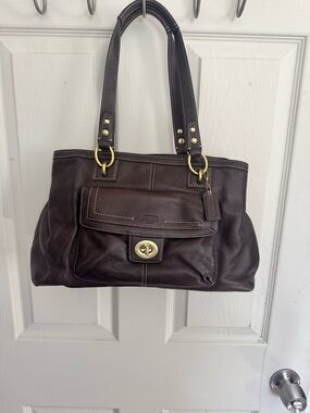 Coach Penelope Soft Pebbled Leather Carryall Satchel Bag Brown F19044 Vintage